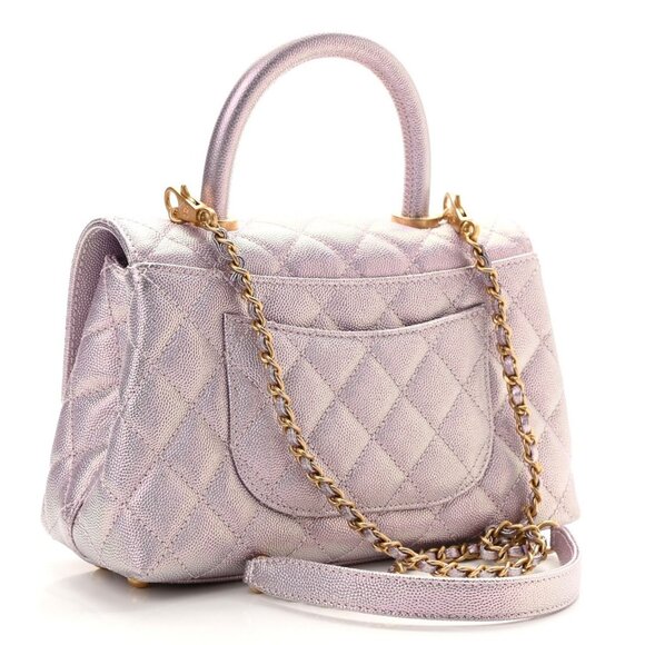 Authentic CHANEL Lambskin Quilted XS Mini Top Handle Rectangular Flap Bag Pink - Picture 4 of 12